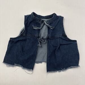 Anthropologie Pilcro and the Letterpress Jean Denim Vest Medium Raw Hem Cropped